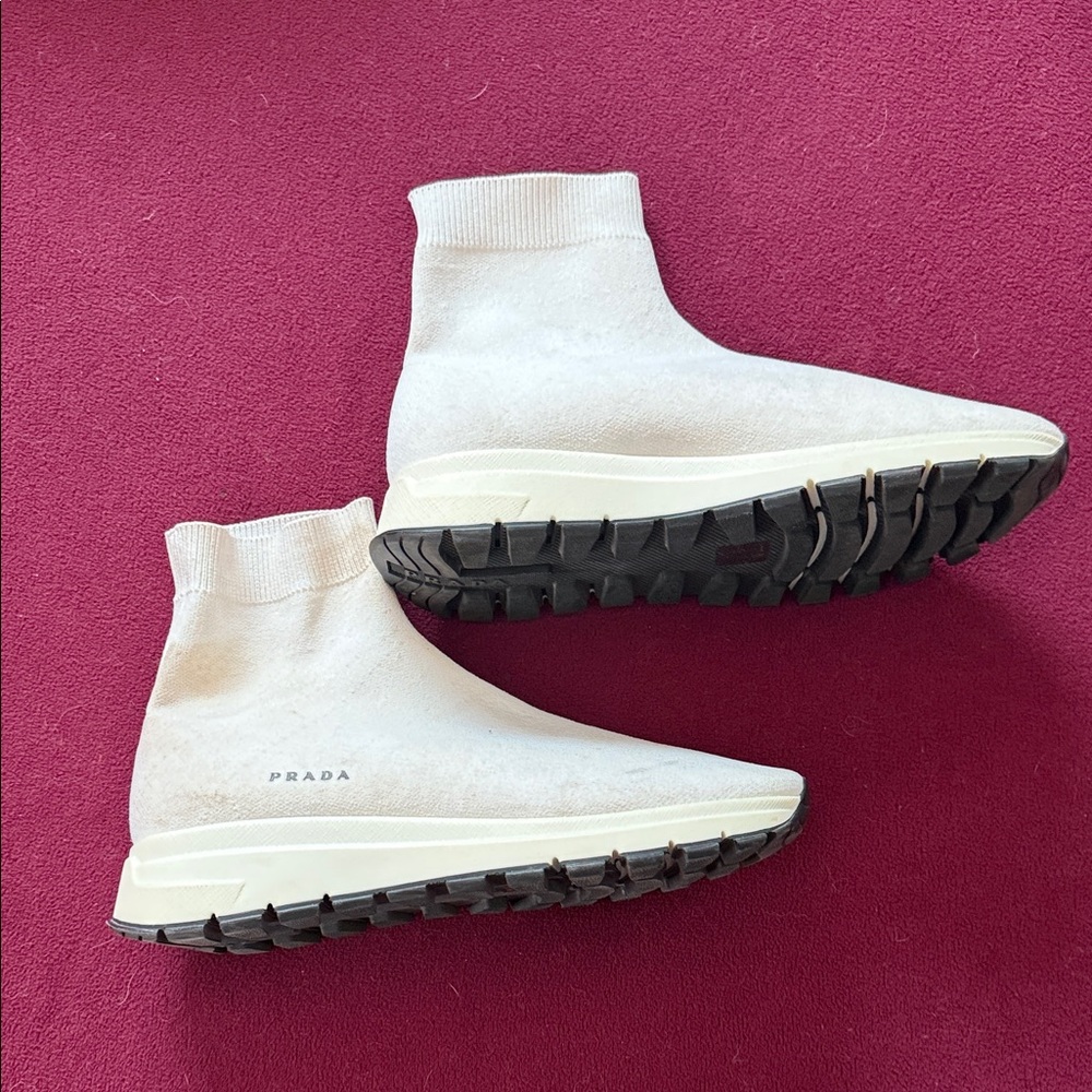 Prada Women's Beige Sock Sneakers